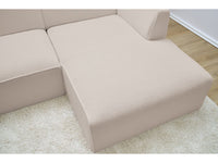 Kampinė sofa MEGEVE, bouclé, smėlinė, bouclé tekstūra kurianti „kokono“ nuotaiką