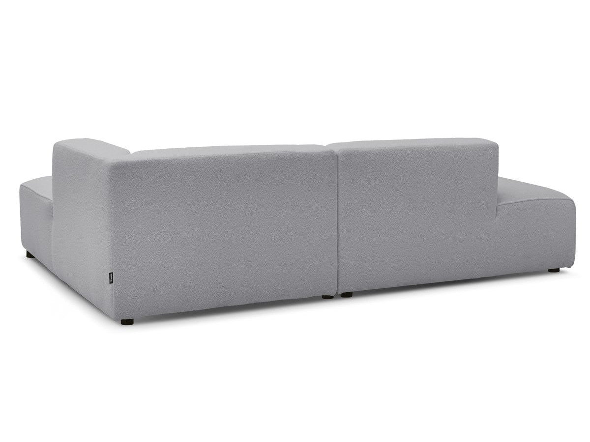 Kampinė sofa MEGEVE, bouclé, šviesiai pilka, ilgam vakarui poilsio zonoje