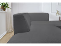Kampinė sofa MEGEVE, bouclé, tamsiai pilka, jaukiai tekstūros nuotaikai