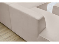 Kampinė sofa MEGEVE, bouclé, smėlinė, erdvi sėdima zona kasdieniam poilsiui