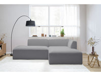 Kampinė sofa MEGEVE, bouclé, šviesiai pilka, patogiam svečių priėmimui