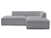 Kampinė sofa MEGEVE, bouclé, šviesiai pilka, kai norisi lankstaus plano