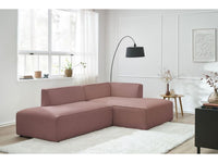 Rožinė kampinė sofa MEGEVE su melanžinio audinio apmušalu