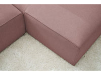 Rožinė kampinė sofa MEGEVE su tekstūriniu audiniu iš arti