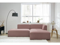 Rožinė kampinė sofa MEGEVE šviesioje jaukioje svetainėje