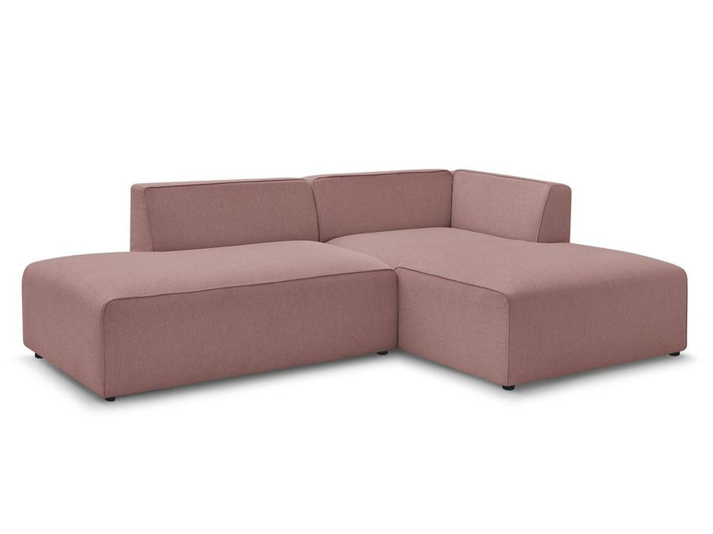 Rožinė kampinė sofa MEGEVE su dešiniu kampu svetainės interjere