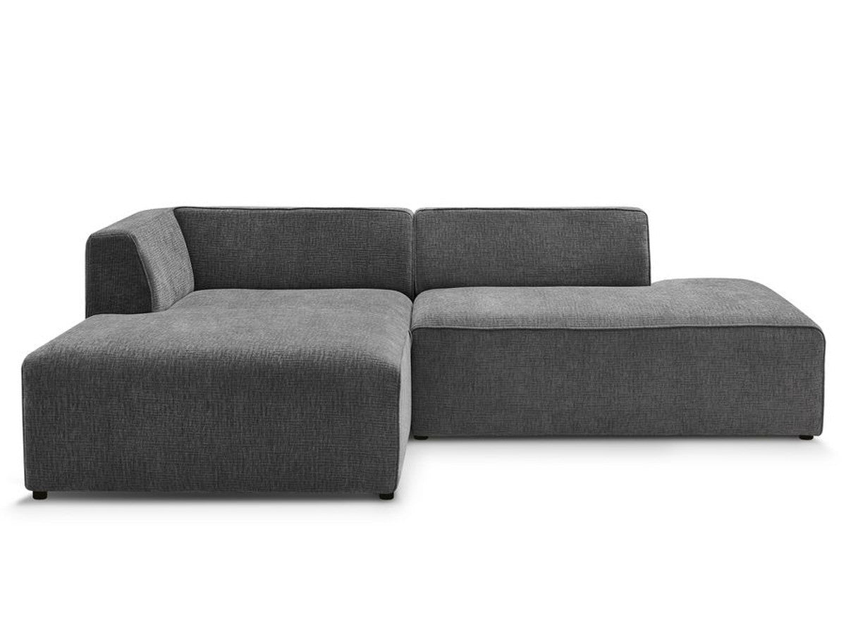 Kampinė sofa MEGEVE tekstūrinis tamsiai pilka dešinė kampo gylio vaizdas
