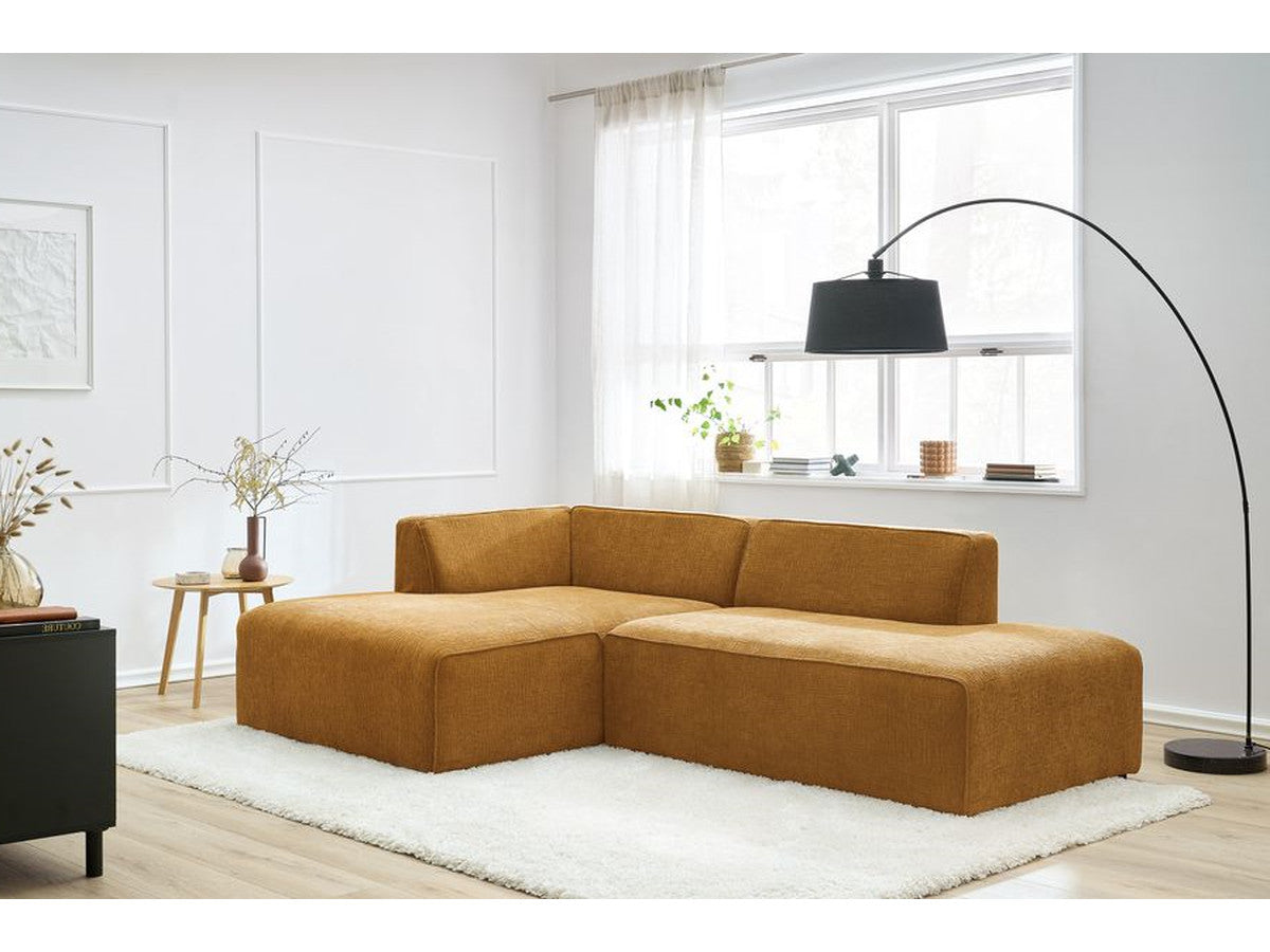 Kampinė sofa MEGEVE tekstūrinis geltona dešinė kampo dalis