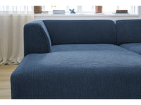 Kampinė sofa MEGEVE tekstūrinis tamsiai mėlyna dešinė audinio tekstūra iš arti