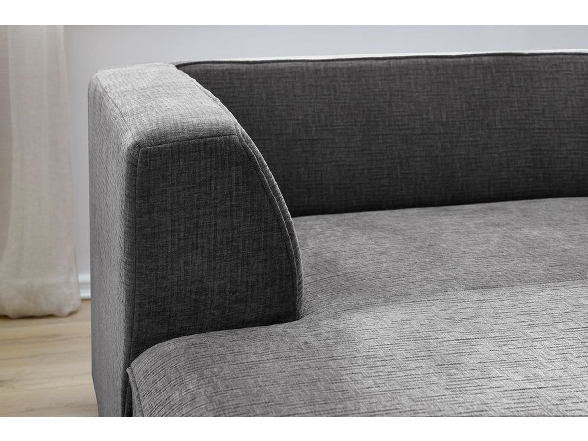 Kampinė sofa MEGEVE tekstūrinis tamsiai pilka dešinė siūlių detalė