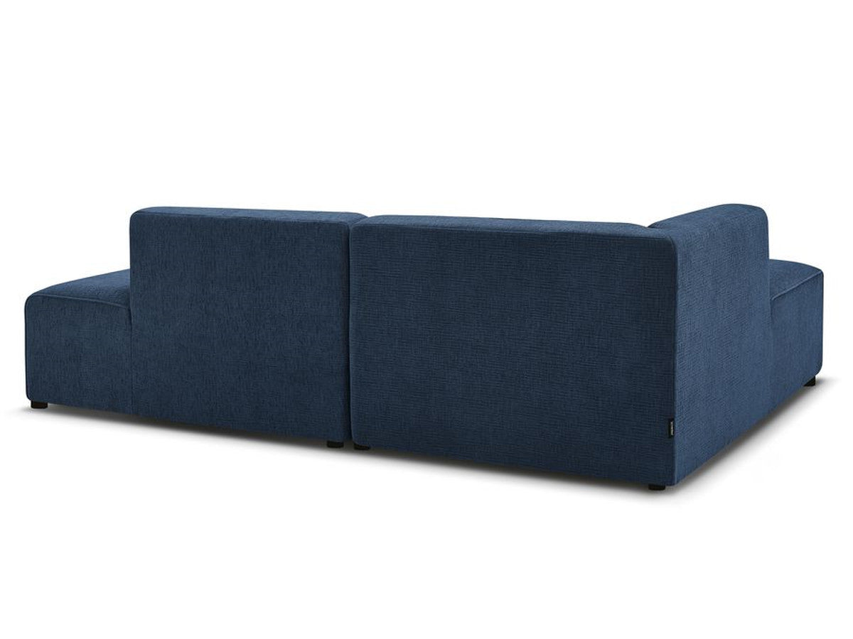Kampinė sofa MEGEVE tekstūrinis tamsiai mėlyna dešinė kampo gylio vaizdas