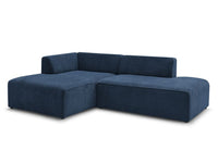 Kampinė sofa MEGEVE tekstūrinis tamsiai mėlyna dešinė bendras vaizdas