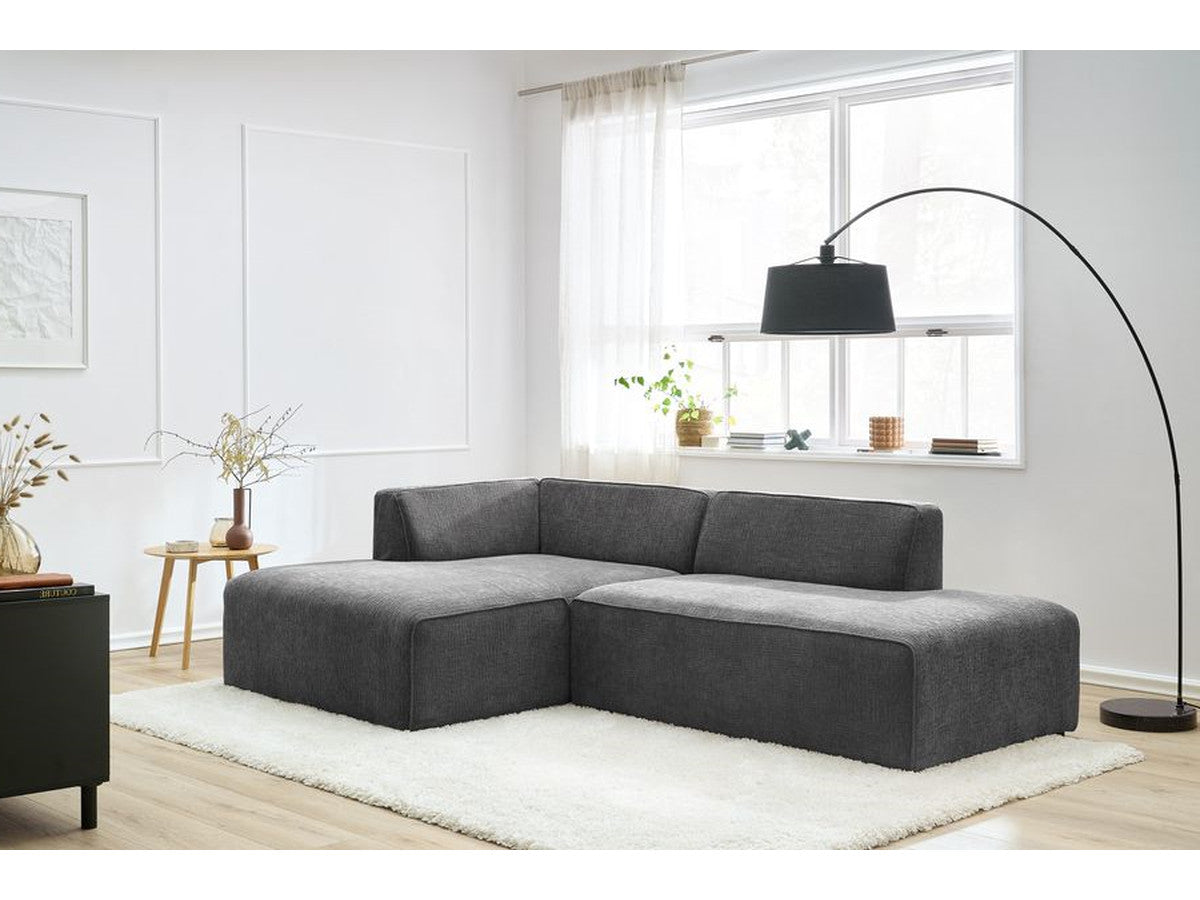 Kampinė sofa MEGEVE tekstūrinis tamsiai pilka dešinė kampo dalis