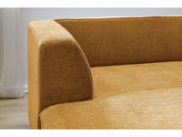 Kampinė sofa MEGEVE tekstūrinis geltona dešinė siūlių detalė
