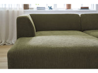 Kampinė sofa MEGEVE tekstūrinis žalia dešinė audinio tekstūra iš arti