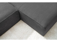 Kampinė sofa MEGEVE veliūrinė tamsiai pilka minimalistinio dizaino kambaryje