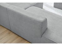 Kampinė sofa MEGEVE veliūrinė šviesiai pilka jaukioje poilsio erdvėje