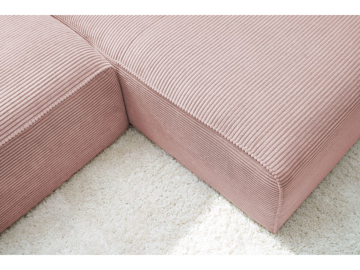 Kampinė sofa MEGEVE veliūrinė rožinė su minkšta sėdima dalimi