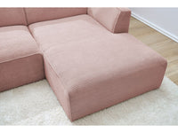 Kampinė sofa MEGEVE veliūrinė rožinė minimalistinio dizaino svetainėje