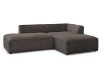 Kampinė sofa MEGEVE veliūrinė ruda su žemu moderniu siluetu