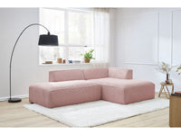 Kampinė sofa MEGEVE veliūrinė rožinė su švelnia tekstūra iš arti