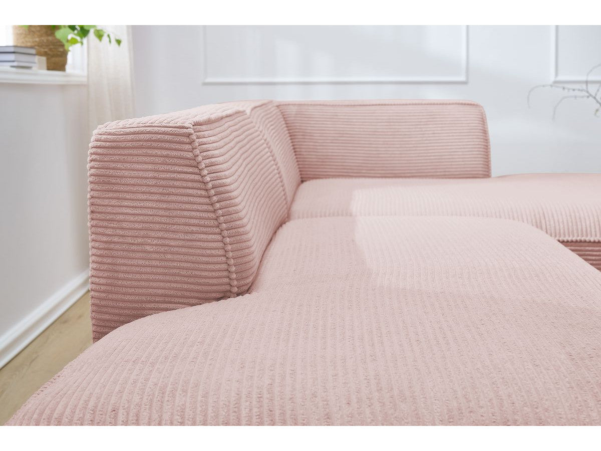 Kampinė sofa MEGEVE veliūrinė rožinė su patogia sėdima zona