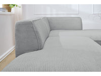 Kampinė sofa MEGEVE veliūrinė šviesiai pilka su patogia sėdima zona