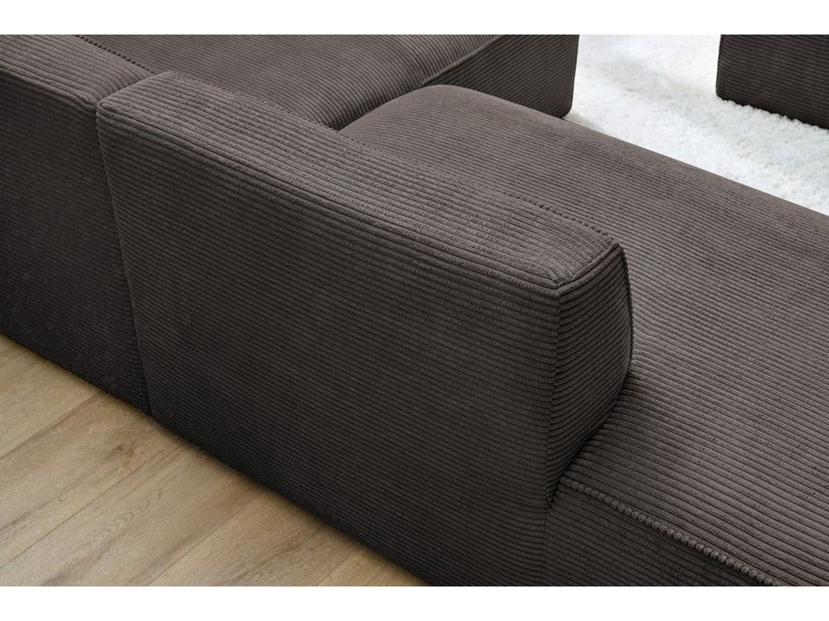 Kampinė sofa MEGEVE veliūrinė ruda su švelniu audiniu