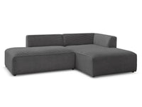 Kampinė sofa MEGEVE veliūrinė tamsiai pilka su dešiniu kampu svetainėje