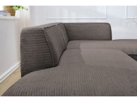 Kampinė sofa MEGEVE veliūrinė ruda su dideliu kampu poilsiui