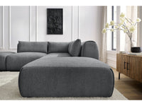 Kampinė sofa JEANNE, 2 moduliai + kampas + 2 pufai, tamsiai pilka moderniame interjere