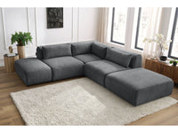 Kampinė sofa JEANNE, 2 moduliai + kampas + 2 pufai, tamsiai pilka vaizdas iš priekio