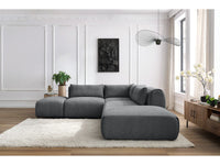Kampinė sofa JEANNE, 2 moduliai + kampas + 2 pufai, tamsiai pilka kampinis vaizdas