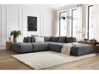 Kampinė sofa JEANNE, 2 moduliai + kampas + 2 pufai, tamsiai pilka detalės vaizdas