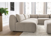 Kampinė sofa JEANNE, 4 moduliai + kampas + pufas, smėlinė vaizdas iš šono