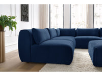Kampinė sofa JEANNE, 4 moduliai + kampas + pufas, tamsiai mėlyna vaizdas iš šono
