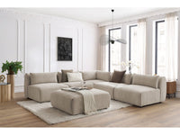 Kampinė sofa JEANNE, 4 moduliai + kampas + pufas, smėlinė detalės vaizdas