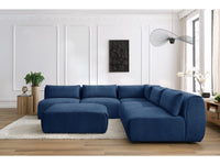 Kampinė sofa JEANNE, 4 moduliai + kampas + pufas, tamsiai mėlyna kampinis vaizdas