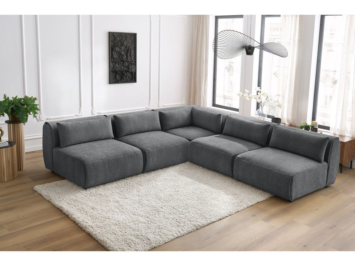 Kampinė sofa JEANNE, 4 moduliai + kampas, tamsiai pilka vaizdas iš priekio