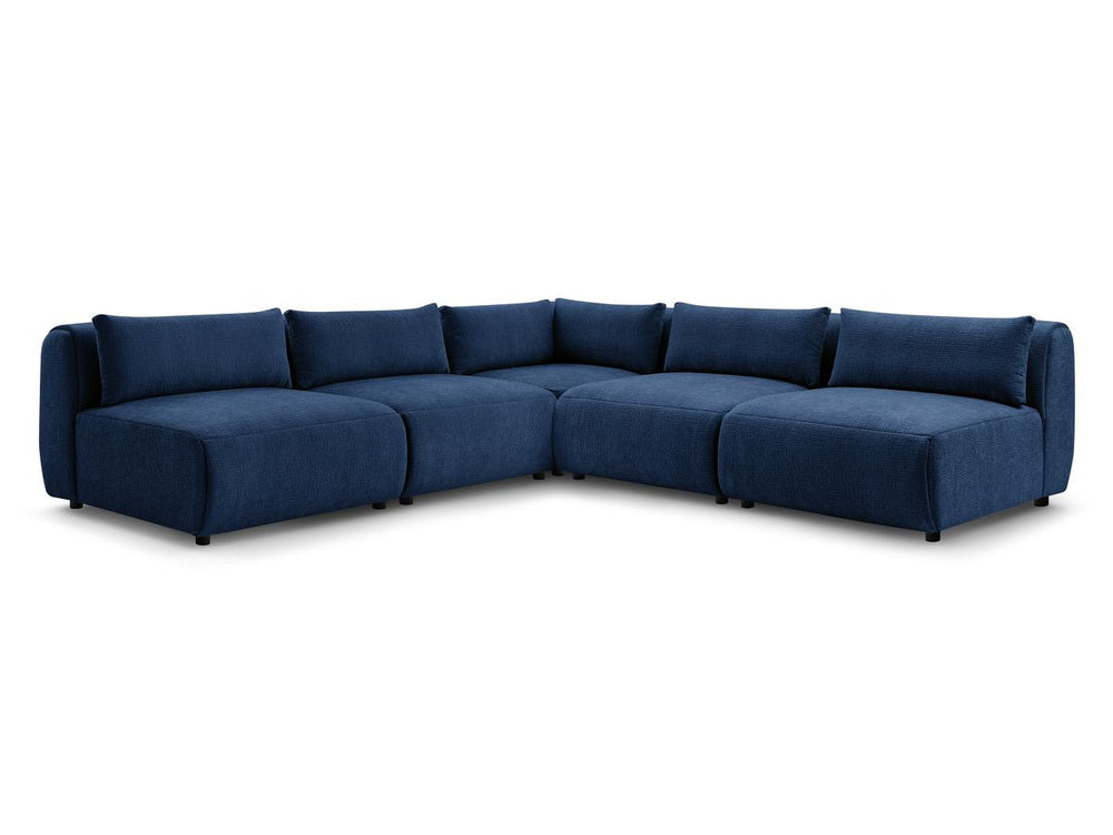 Kampinė sofa JEANNE, 4 moduliai + kampas, tamsiai mėlyna su pagalvėlėmis