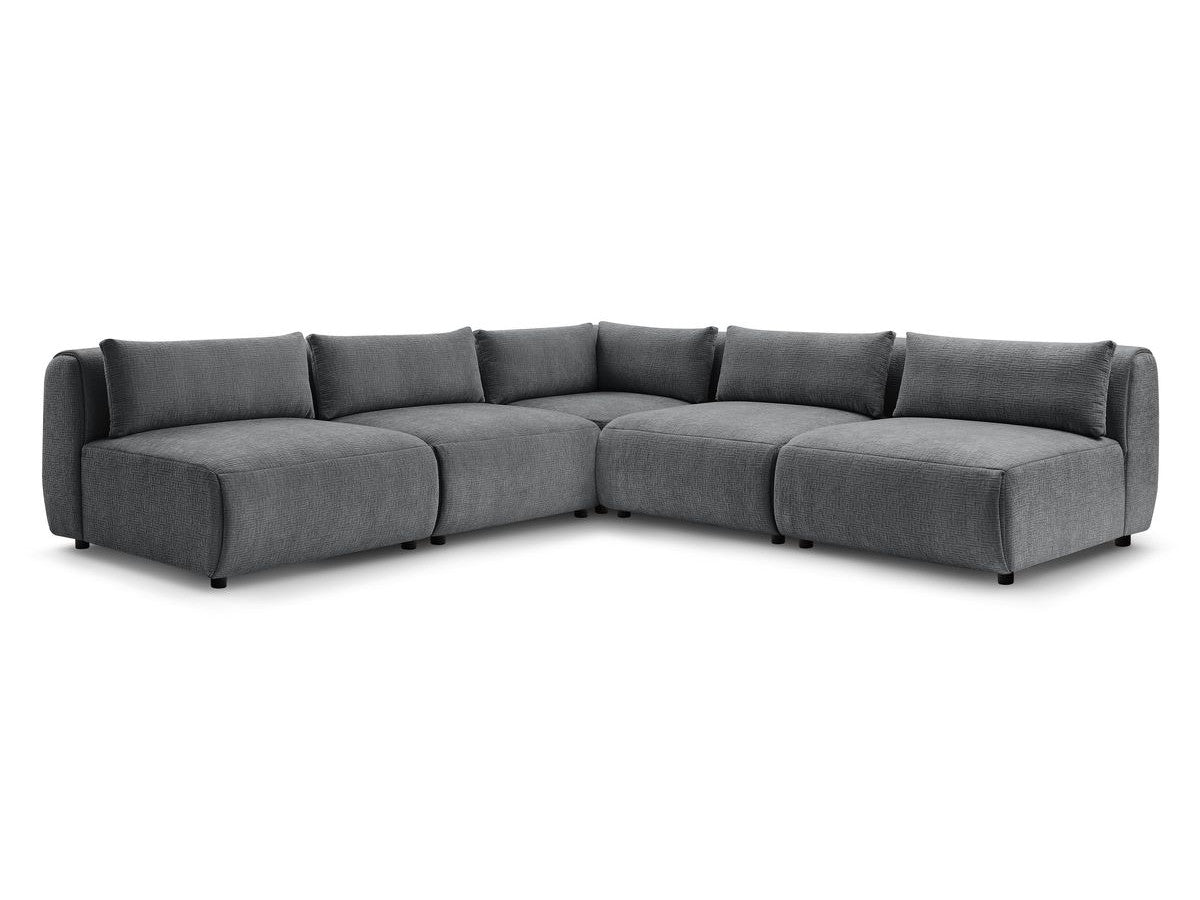 Kampinė sofa JEANNE, 4 moduliai + kampas, tamsiai pilka su pagalvėlėmis