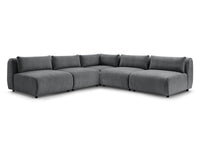 Kampinė sofa JEANNE, 4 moduliai + kampas, tamsiai pilka su pagalvėlėmis