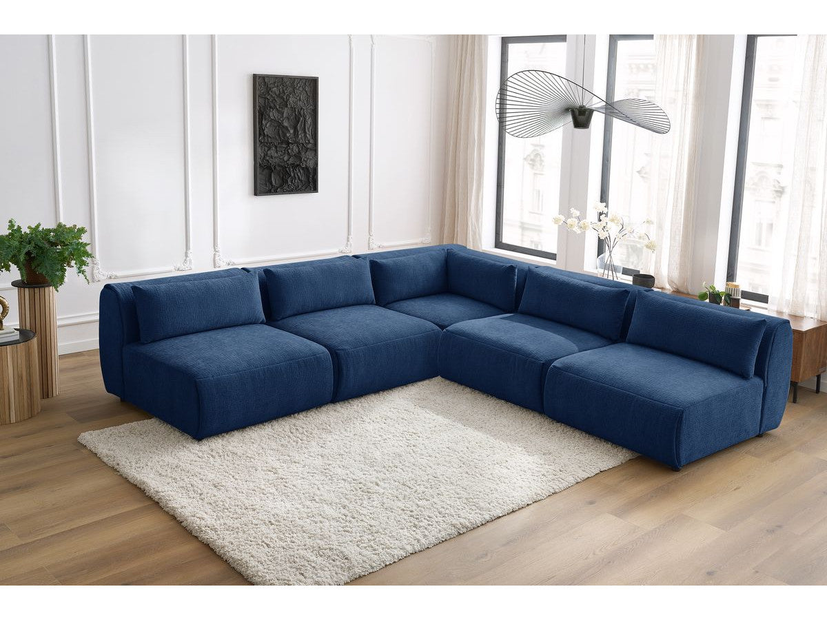 Kampinė sofa JEANNE, 4 moduliai + kampas, tamsiai mėlyna vaizdas iš priekio
