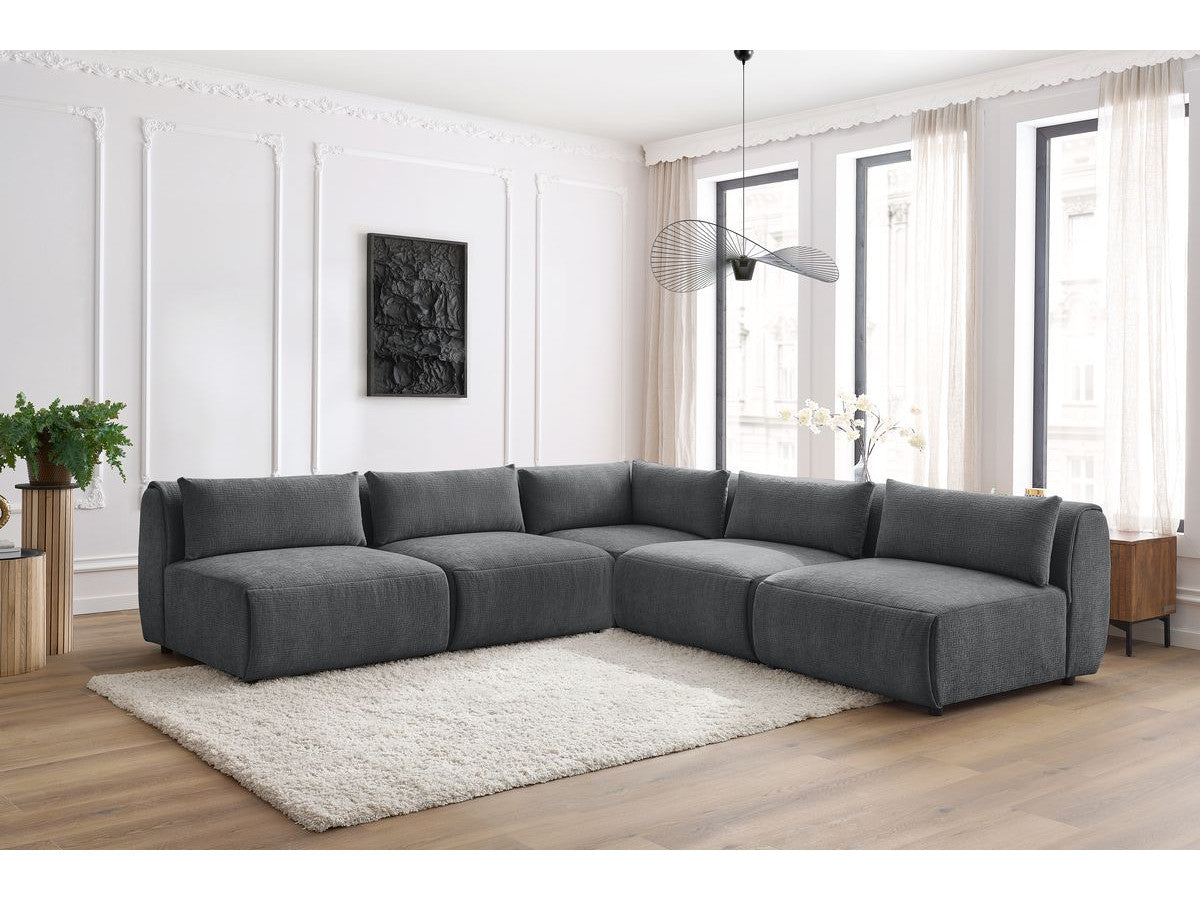 Kampinė sofa JEANNE, 4 moduliai + kampas, tamsiai pilka kampinis vaizdas