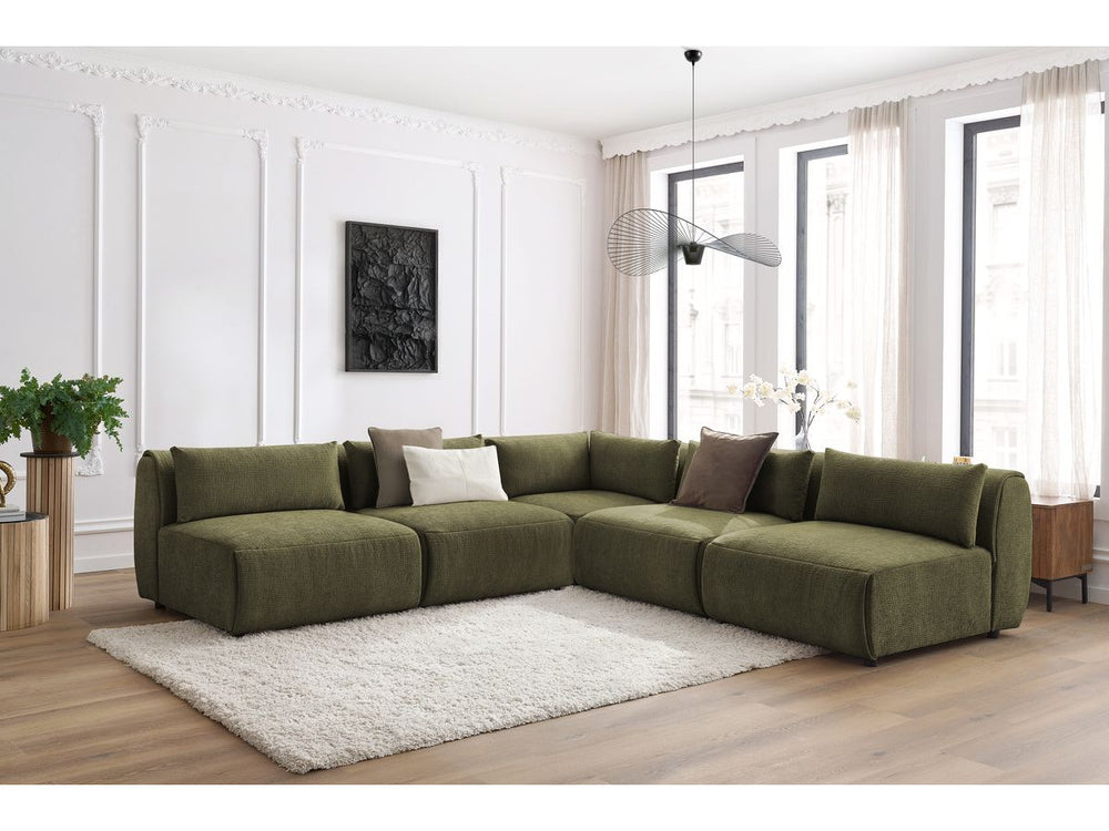 Kampinė sofa JEANNE, 4 moduliai + kampas, žalia detalės vaizdas