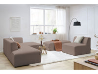Kampinė modulinė sofa MEGEVE bouclé ruda dešinė su foteliu ir pufu kampo dalis