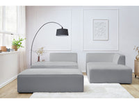 Kampinė sofa MEGEVE šviesiai pilka spalva dešininis kampas su pufu pufas kaip pakojis