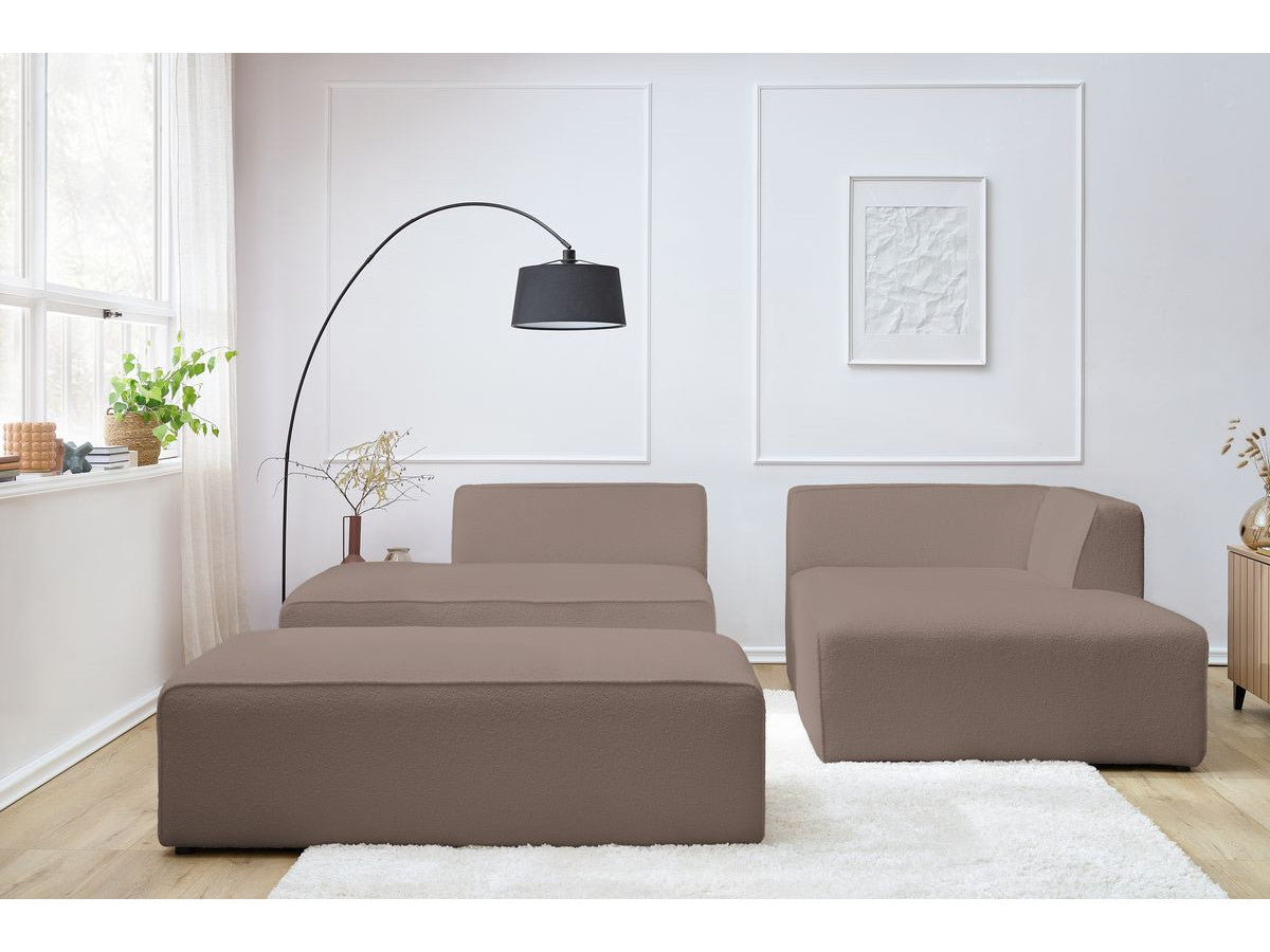 Modulinė kampinė sofa MEGEVE su pufu su tekstilės akcentais aplink