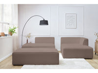 Modulinė kampinė sofa MEGEVE su pufu su tekstilės akcentais aplink