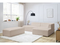 Modulinė kampinė sofa MEGEVE su pufu vakaro apšvietimo aplinkoje